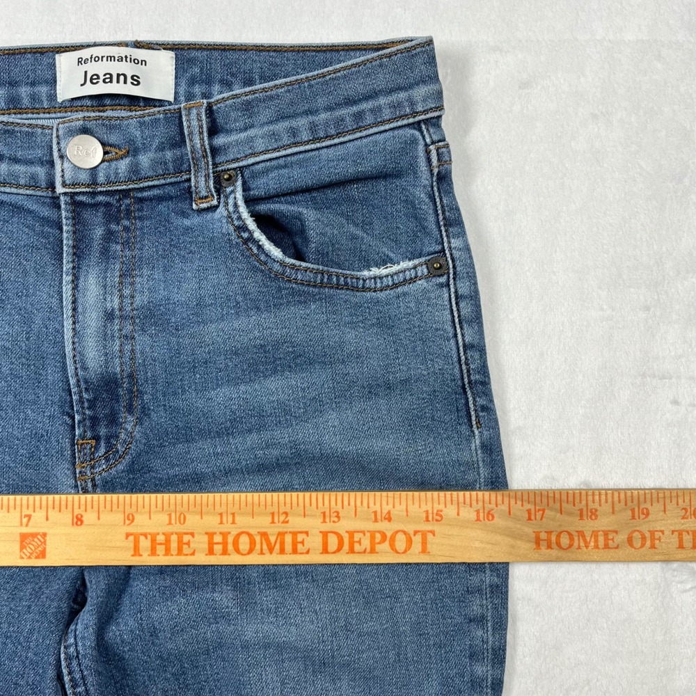 Reformation Mid Skinny Jeans Womens 26x29 Blue Rhine Wash Stretch Made in USA - Picture 14 of 14